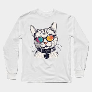 Mr cool cat in a colored glasses Long Sleeve T-Shirt